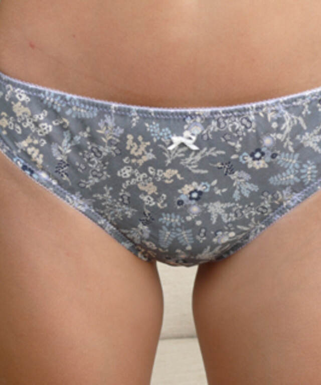 Fleurs Pois & Cie - Culotte 100% coton made in France - Blanc/vert foncé/Gris