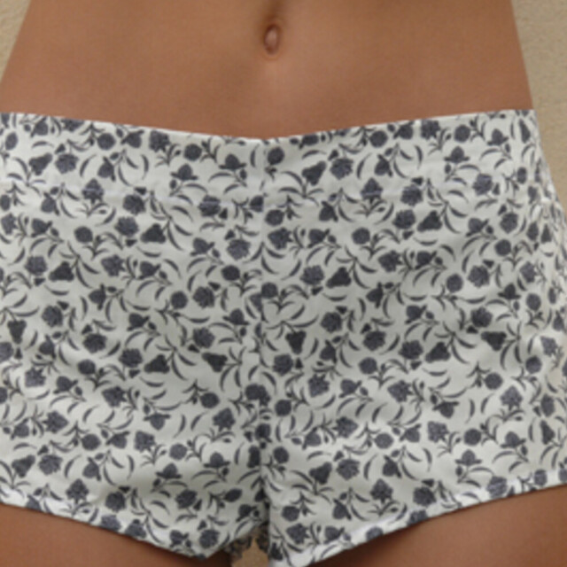 Fleurs Pois & Cie - Boxer femme 100% coton bio ou éco made in France - Bleu/Blanc