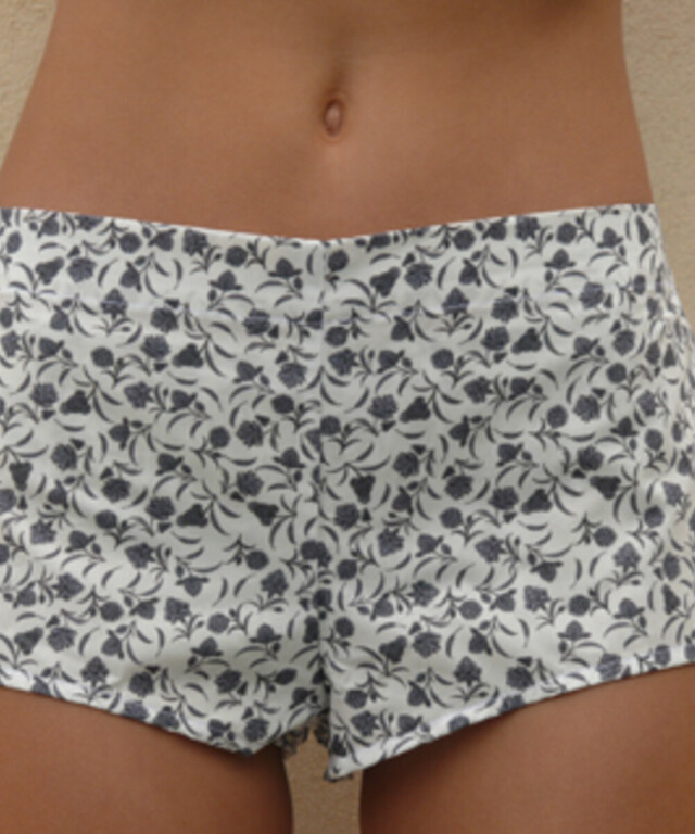 Fleurs Pois & Cie - Boxer femme 100% coton bio ou éco made in France - Bleu/Blanc
