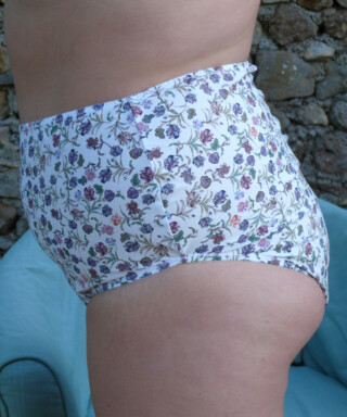 Fleurs Pois et Cie - Culotte Haute 100% coton bio faite en France – Bleu/Violet/Blanc