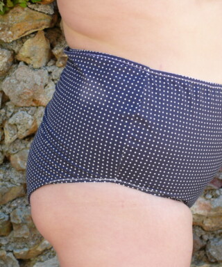 Fleurs Pois et Cie - Culotte Haute 100% coton bio faite en France – Bleu/Blanc