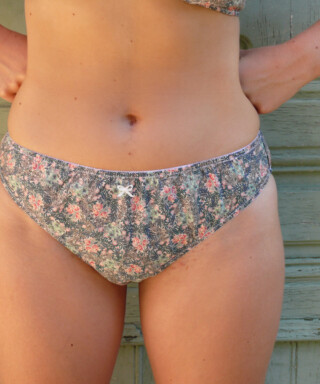 Fleurs Pois et Cie - Culotte 100% coton made in France – Rose/vert foncé
