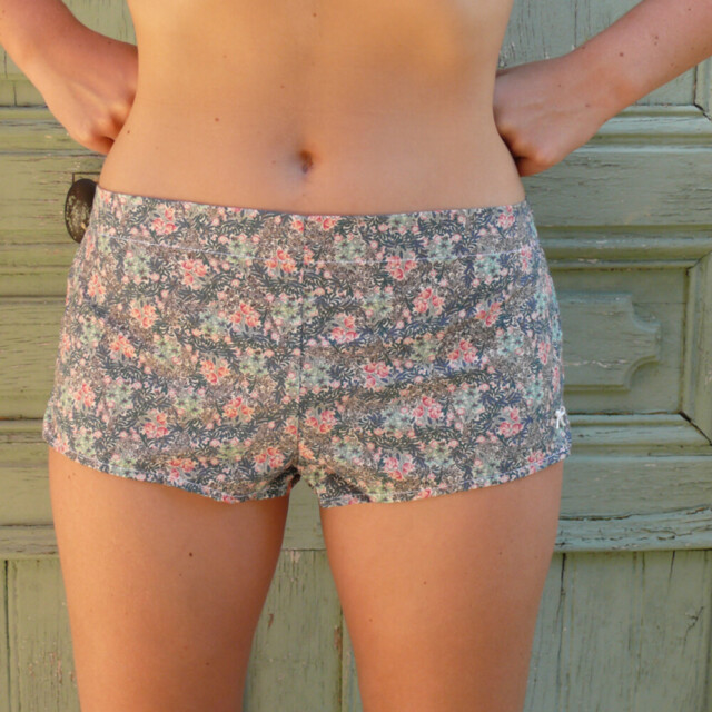 Fleurs Pois & Cie - Boxer femme 100% coton bio ou éco made in France - Rose/vert foncé