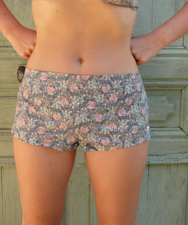 Fleurs Pois & Cie - Boxer femme 100% coton bio ou éco made in France - Rose/vert foncé