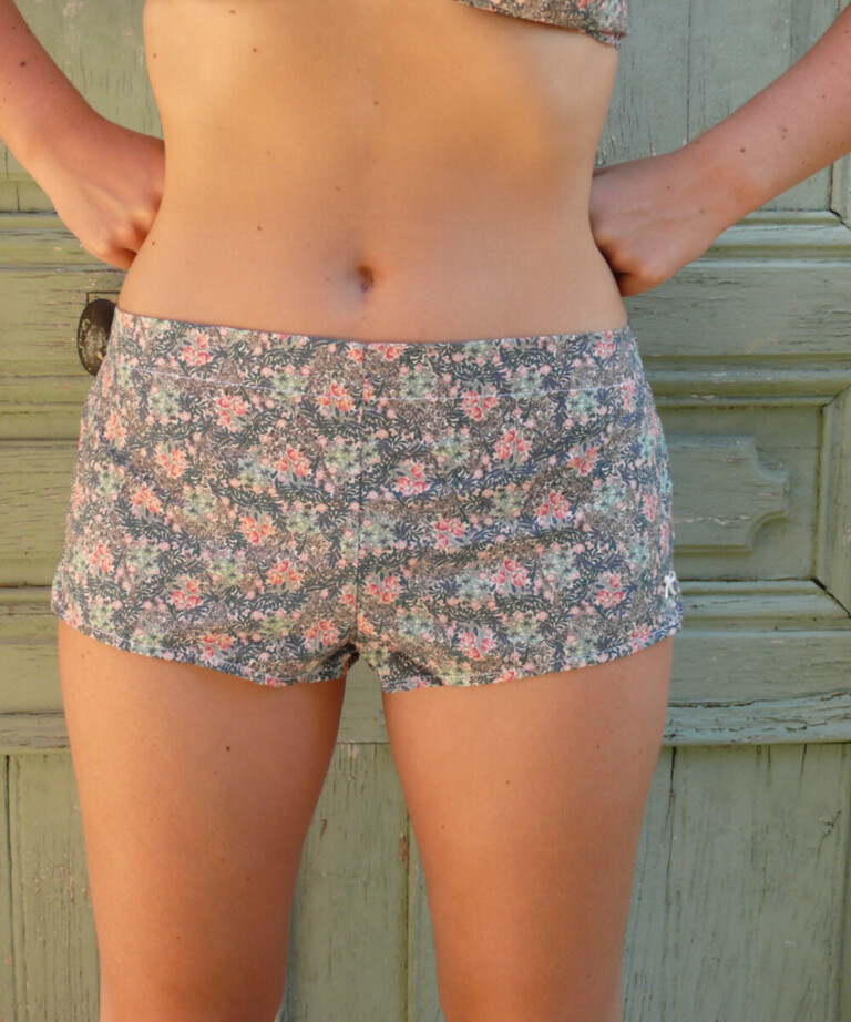 Fleurs Pois & Cie - Boxer femme 100% coton bio ou éco made in France - Rose/vert foncé