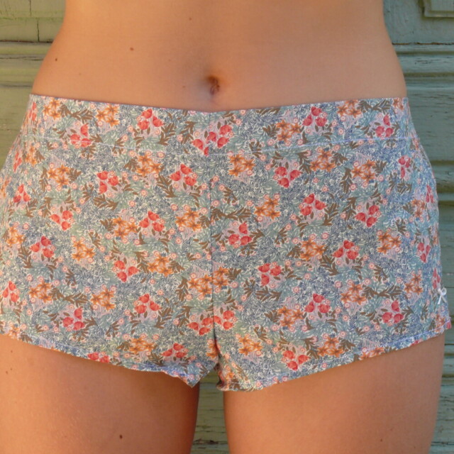 Fleurs Pois & Cie - Boxer femme 100% coton bio ou éco made in France - Rose/vert clair