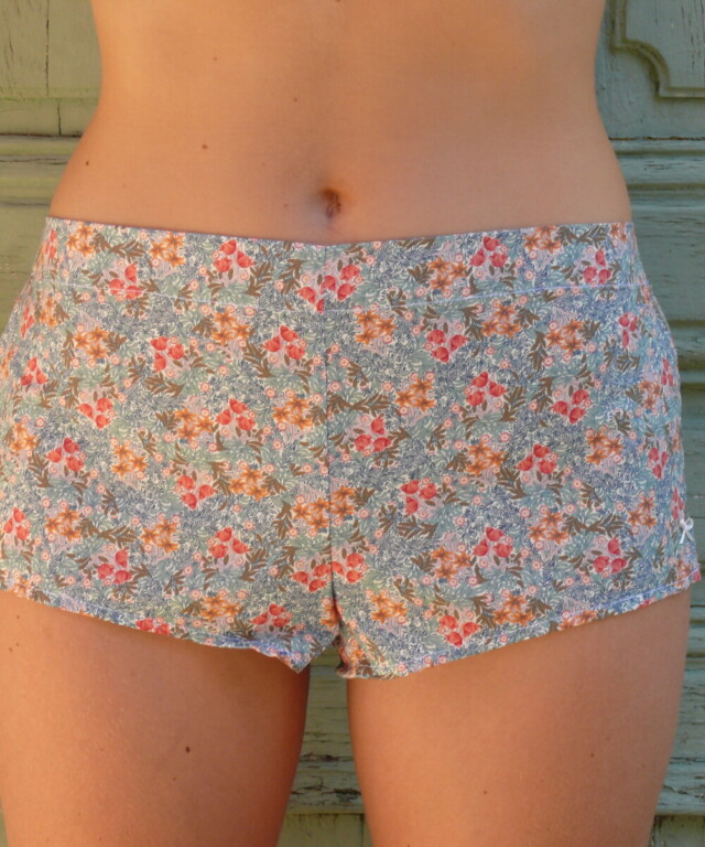 Fleurs Pois & Cie - Boxer femme 100% coton bio ou éco made in France - Rose/vert clair