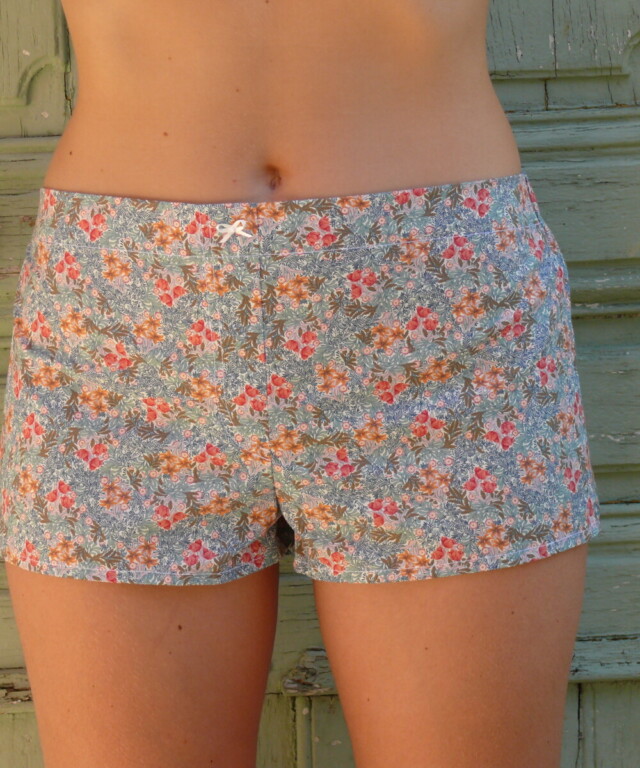 Fleurs Pois & Cie - Shorty 100% coton made in France - Rose/vert clair