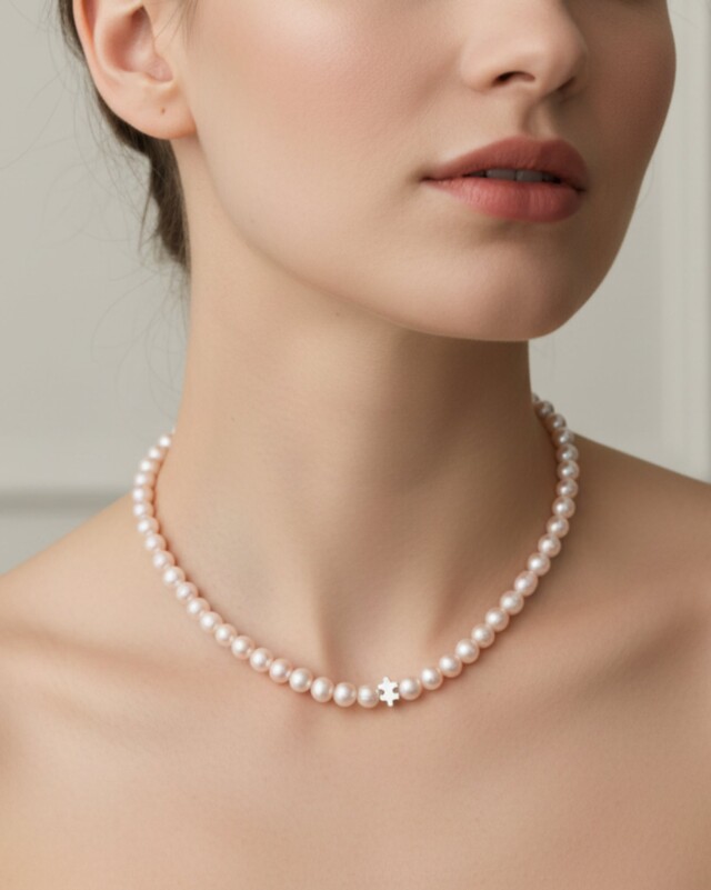 NEIJE - Collier Puzzle Perles d’eau douce Roses et Argent 925