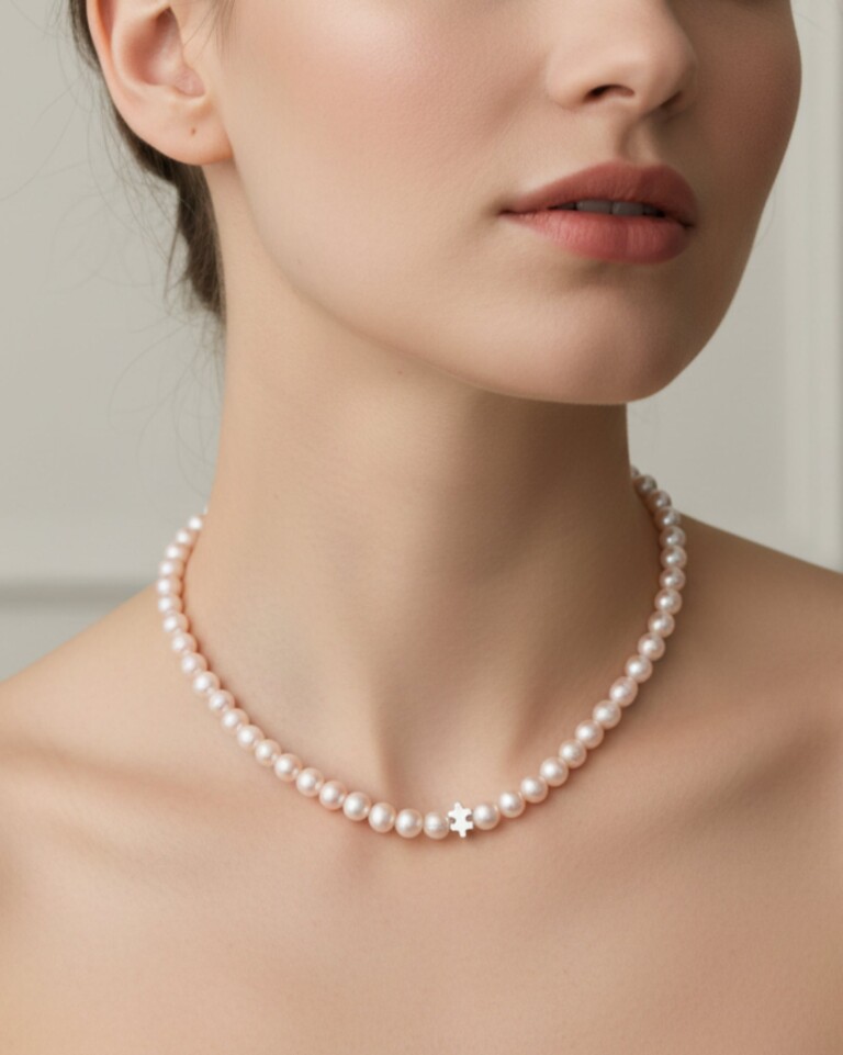 NEIJE - Collier Puzzle Perles d'eau douce Roses et Argent 925