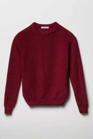 Tricots Marcel - Pull Femme Rouge Rubis en Laine Mérinos Manches Raglan
