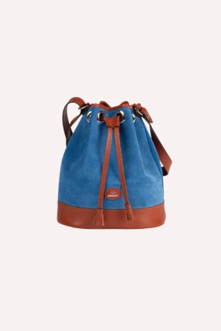 Daguet - Sac Agathe  Camel  Velours bleu clair