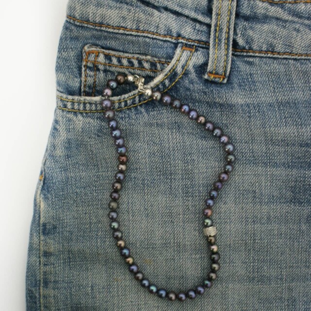 NEIJE - Coffret Collier & Bracelet Perles d'eau douce Noires et Argent 925 - Swann – XL (poignet de 19 à 21 cm) / 50 cm + extension de 5 cm