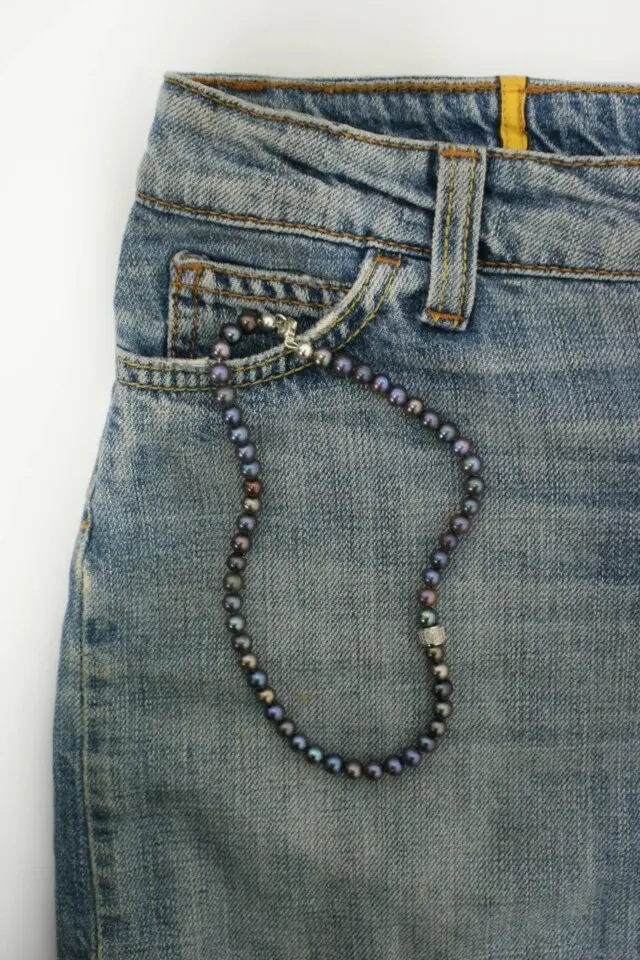 NEIJE - Parure Swann Collier + Bracelet Perles d’eau douce Noires