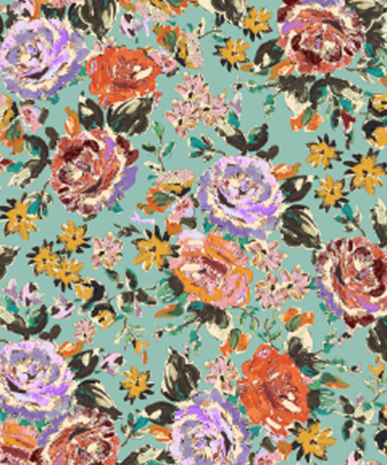 Fleurs Pois & Cie - Nuisette femme ou petite robe 100% coton - Violet/Orange/Turquoise