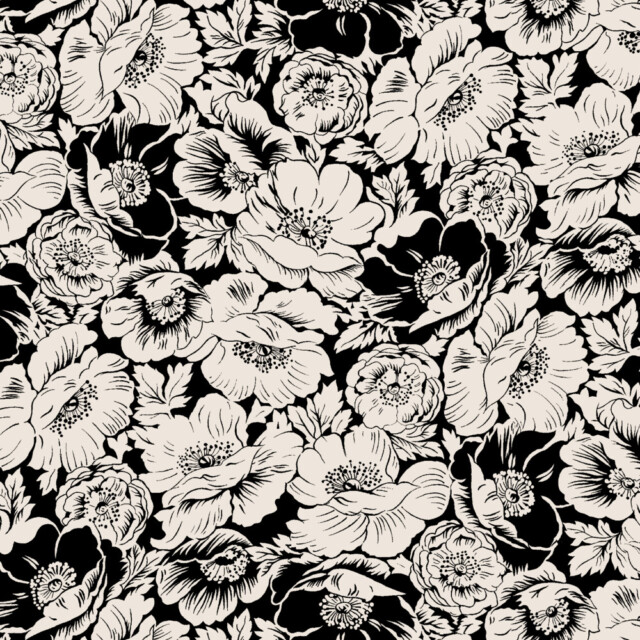 Fleurs Pois & Cie - Chemise de nuit 100% coton - Noir/Beige