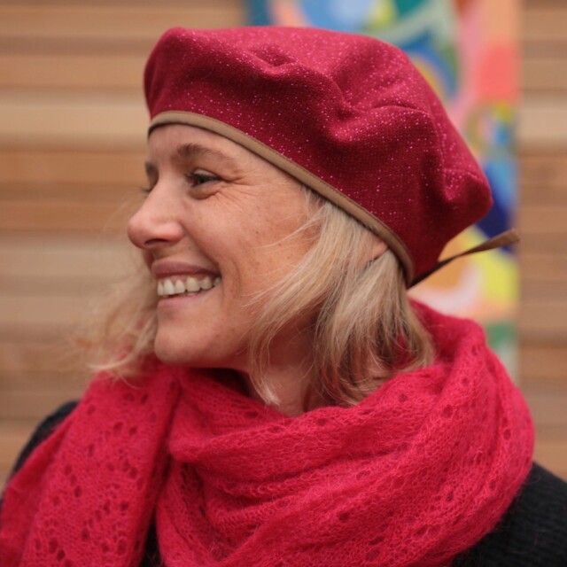 Quintessence - Béret Côme - lainage paillettes rouge/rose