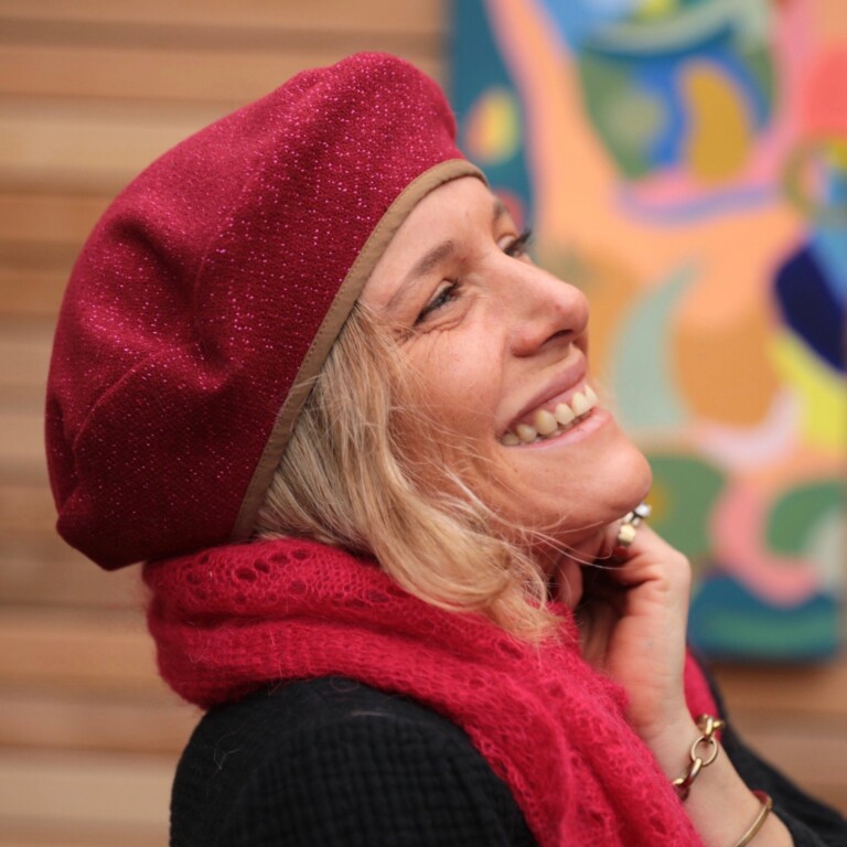 Quintessence - Béret Côme - lainage paillettes rouge/rose