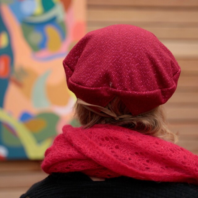 Quintessence - Béret Côme - lainage paillettes rouge/rose