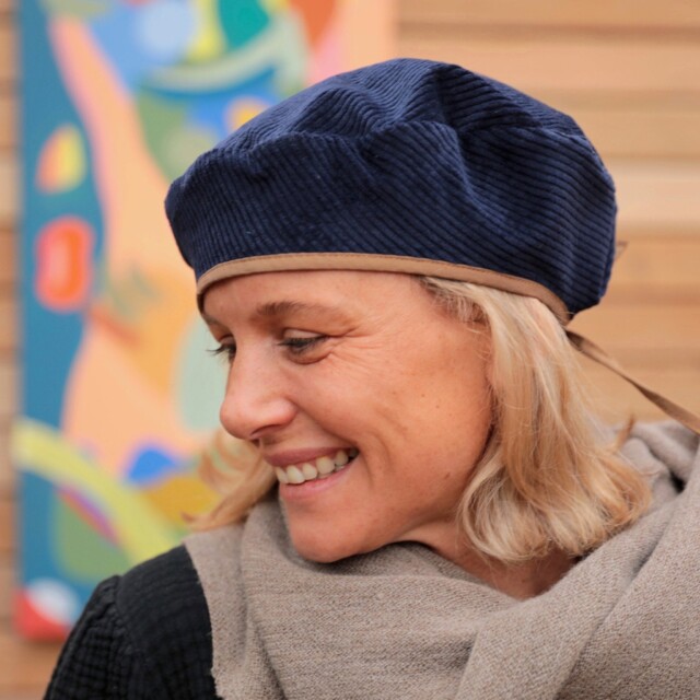 Quintessence - Béret Côme - velours côtelé bleu nuit