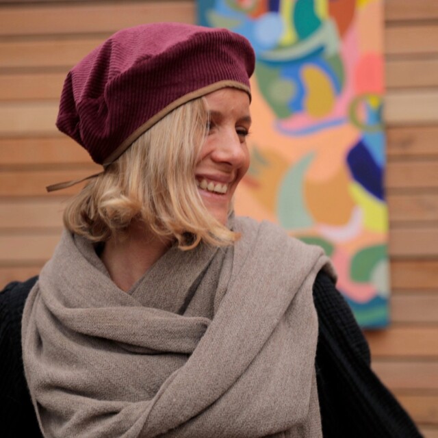 Quintessence - Béret Côme – velours côtelé prune