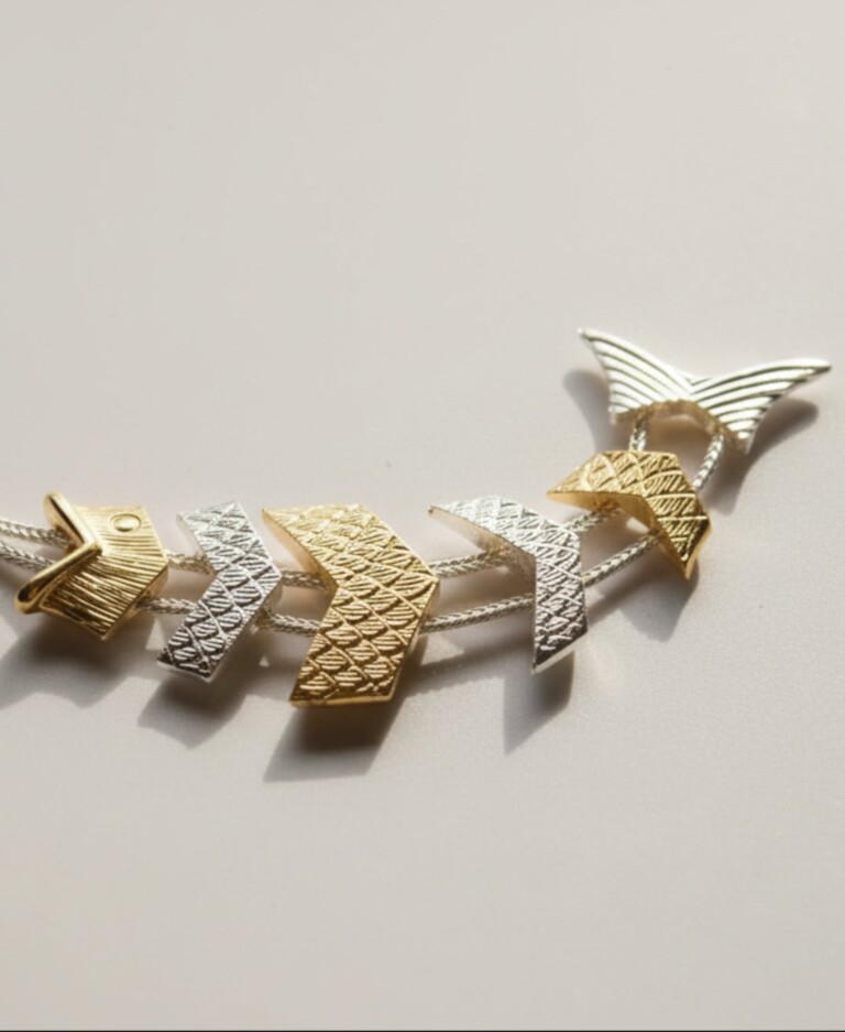 NEIJE - Collier Poisson Gefilte (Bicolore + Chaîne Argent)