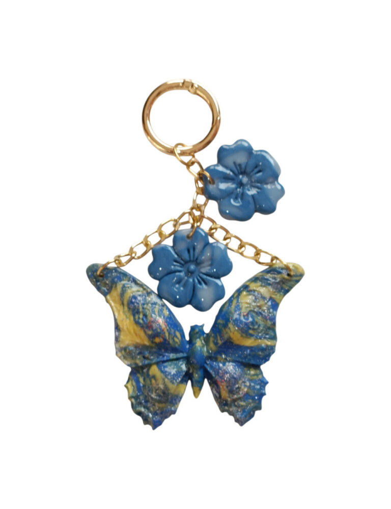 L'Atelier de Patricia - Bijoux porte clés sac à main - papillon Bleues Bleu marine