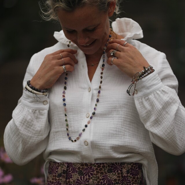 Quintessence - Blouse Marthe - triple gaze de coton blanc cassé