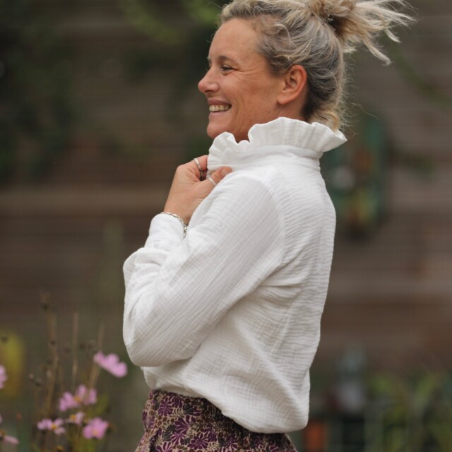 Quintessence - Blouse Marthe - triple gaze de coton blanc cassé