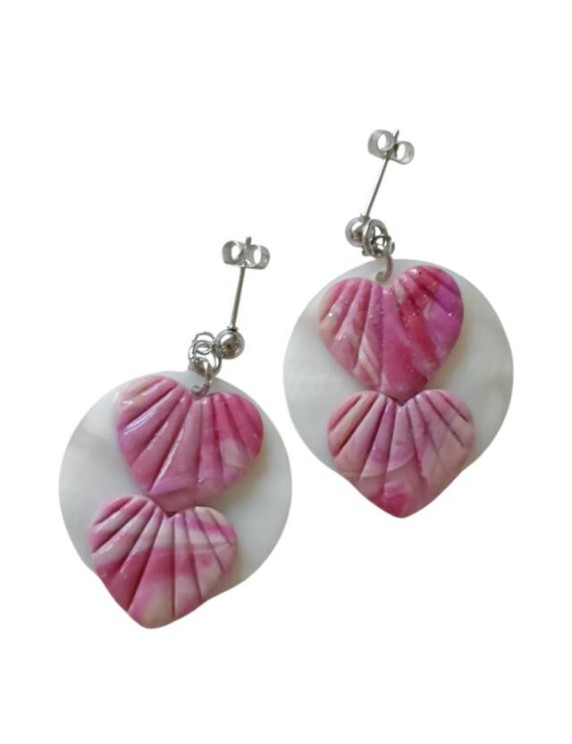 L’atelier de Patricia - Boucles d’oreilles -Éventails d’Amour Rose Dégradé rose