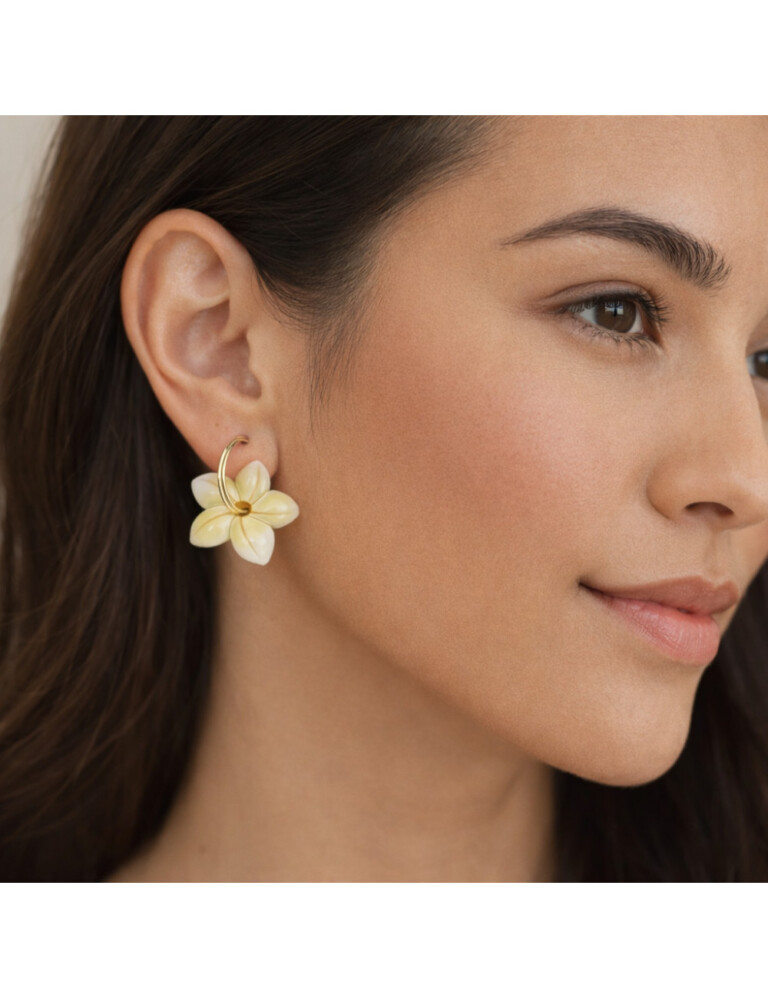 L'Atelier de Patricia - Boucles d'oreilles interchangeable - fleur Blanc