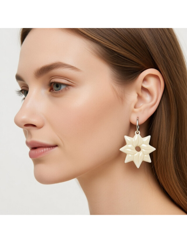 L’atelier de Patricia - Boucles d’oreilles interchangeable – étoiles Blanc