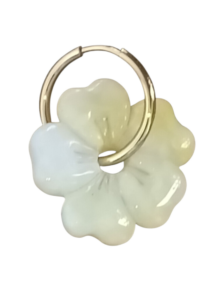 L'Atelier de Patricia - Boucles d'oreilles interchangeable- la fleurs printemps Blanc