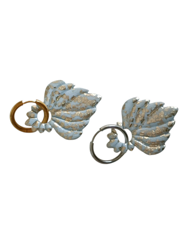 L’atelier de Patricia - Boucles d’Oreilles Interchangeables – Feuille Zen Bleu clair