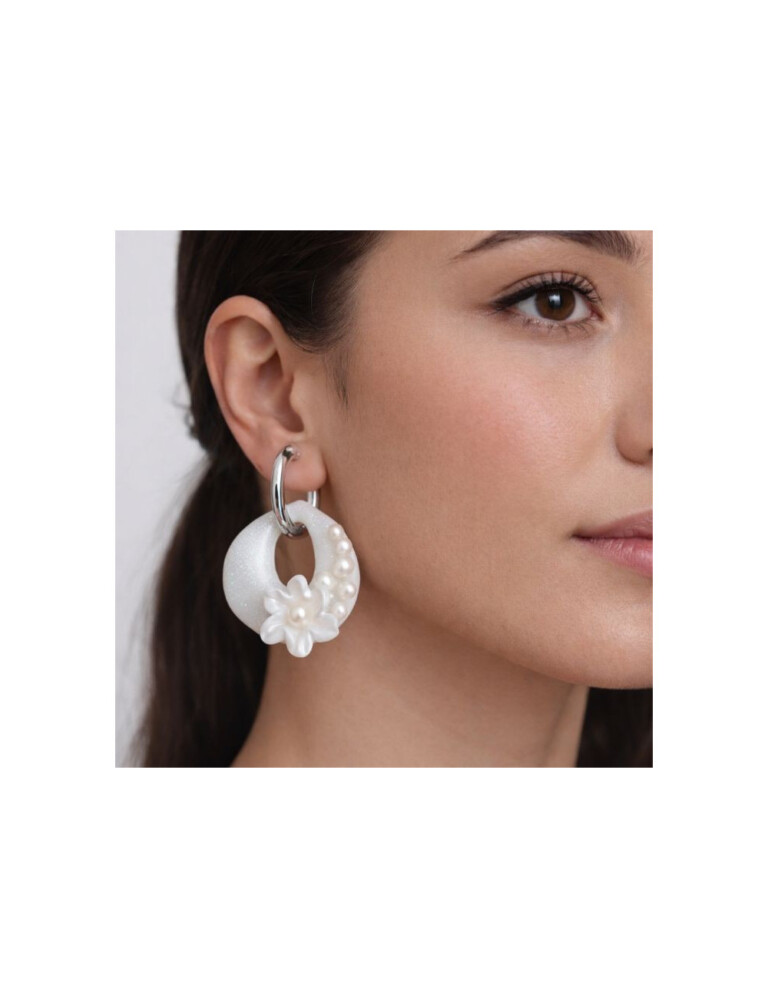 L'Atelier de Patricia - boucles d'oreilles mariée - goutte d'eau Blanc