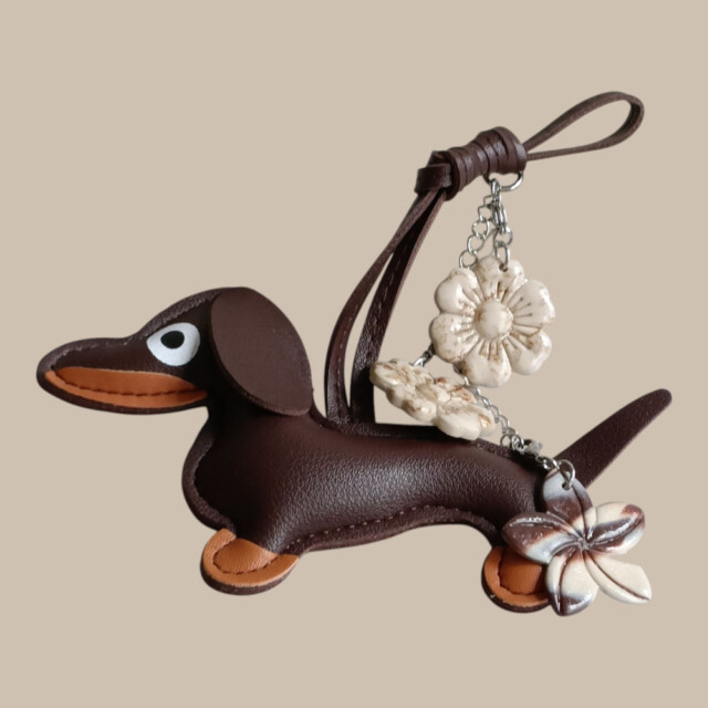 L'Atelier de Patricia - Box bijoux sac et porte clés teckel Fleurissent