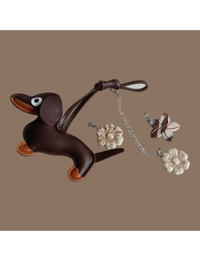 L'Atelier de Patricia - Box bijoux sac et porte clés teckel Fleurissent