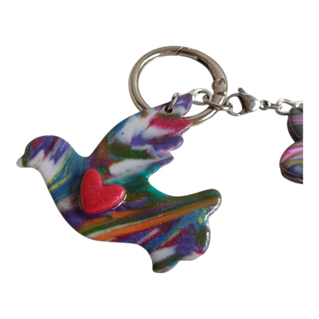 L'Atelier de Patricia - Box bijoux de sac et porte - clés oiseaux arc-Oiseau Arc-en-Ciel