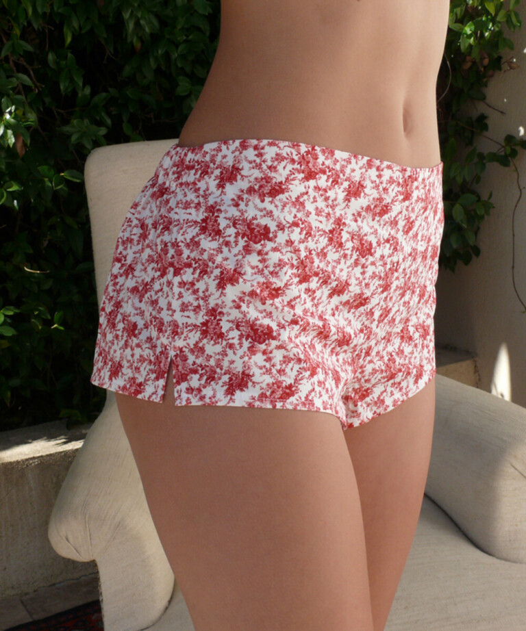 Fleurs Pois & Cie - Boxer femme 100% coton bio ou éco made in France - Rouge/Blanc