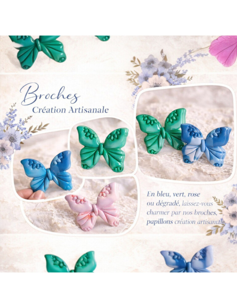 L'Atelier de Patricia - Broches- papillons Dégradé rose