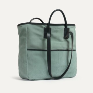 Cabas Meline / Cuir Velours – Vert Jade par la marque Bleu de Chauffe Bleu de Chauffe - Cabas Meline / Cuir Velours – Vert Jade