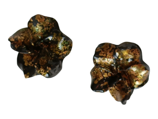 L'Atelier de Patricia - Cache bouton - hibiscus noir et doré Doré