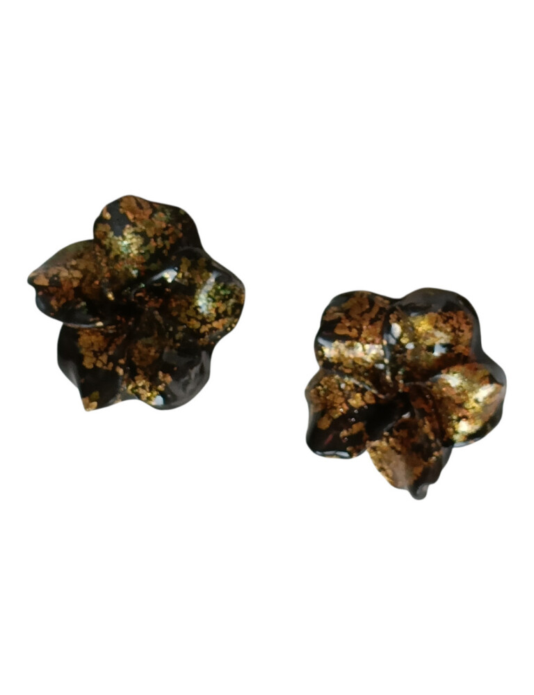 L'Atelier de Patricia - Cache bouton - hibiscus noir et doré Doré