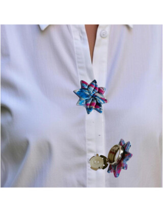 L’atelier de Patricia - Cache bouton chemise -Couvre-bouton étoile multicolore
