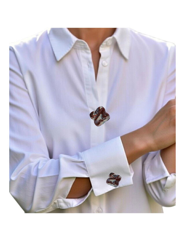 L’atelier de Patricia - Cache bouton chemise – trèfle marron Marron clair