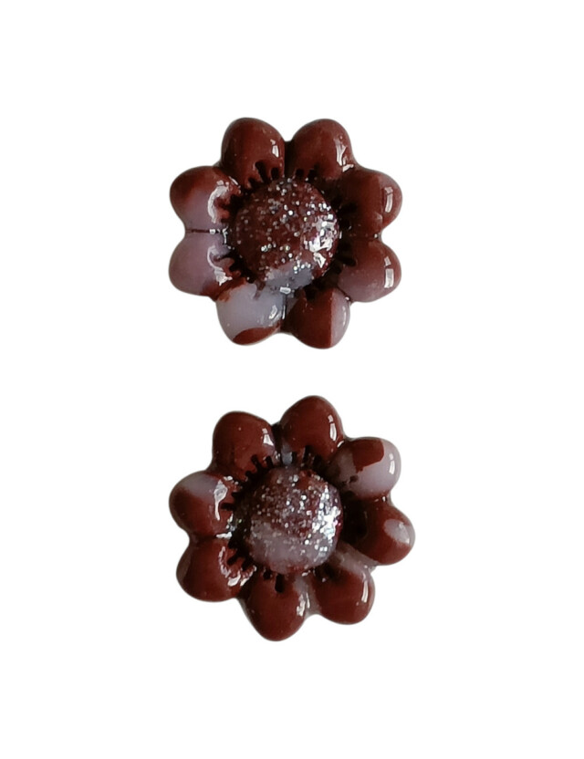 L’atelier de Patricia - Cache-Bouton Fleur Chocolatée Marron clair