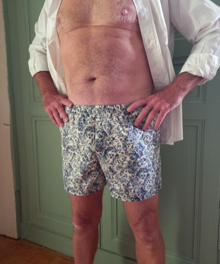 Fleurs Pois & Cie - Caleçon 100% coton coupe américaine  made in France. - Bleu/Blanc