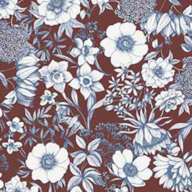 Fleurs Pois & Cie - Nuisette femme ou petite robe 100% coton - Bleu/Blanc/Marron