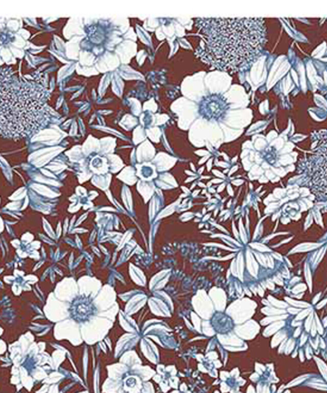 Fleurs Pois & Cie - Caraco femme 100% coton bio de fabrication française - Bleu/Blanc/Marron