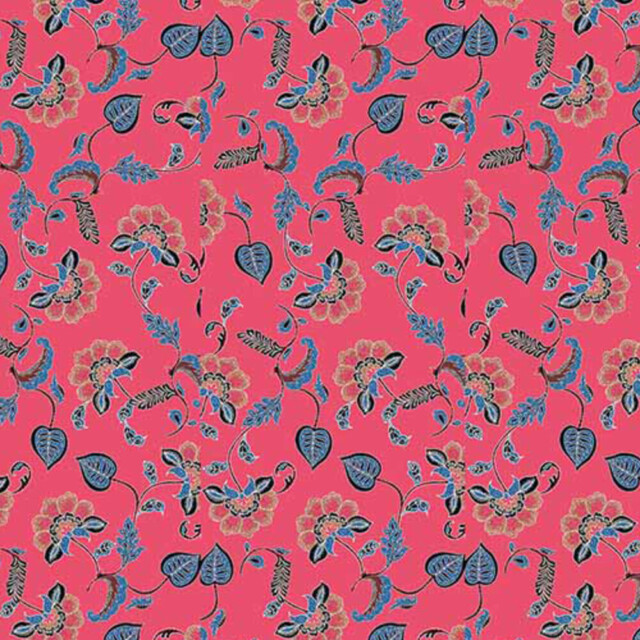 Fleurs Pois & Cie - Caraco femme 100% coton bio de fabrication française - Bleu/Rose